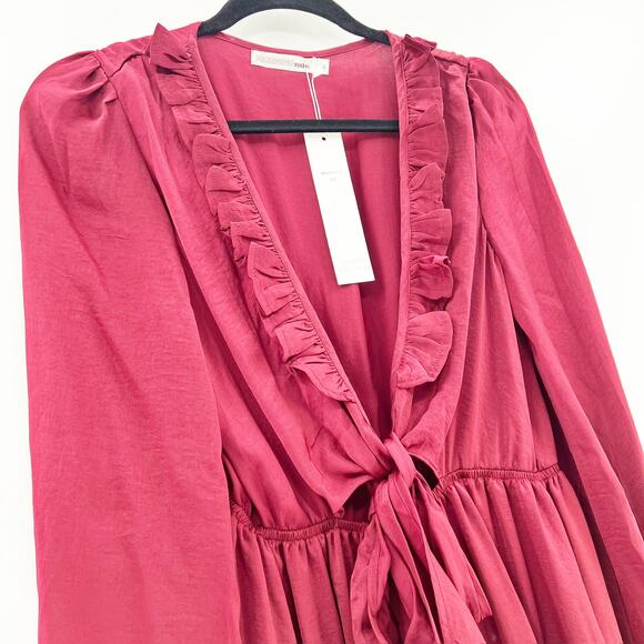 Elegant Red Ruffle Mini Dress - Picture 2 of 5